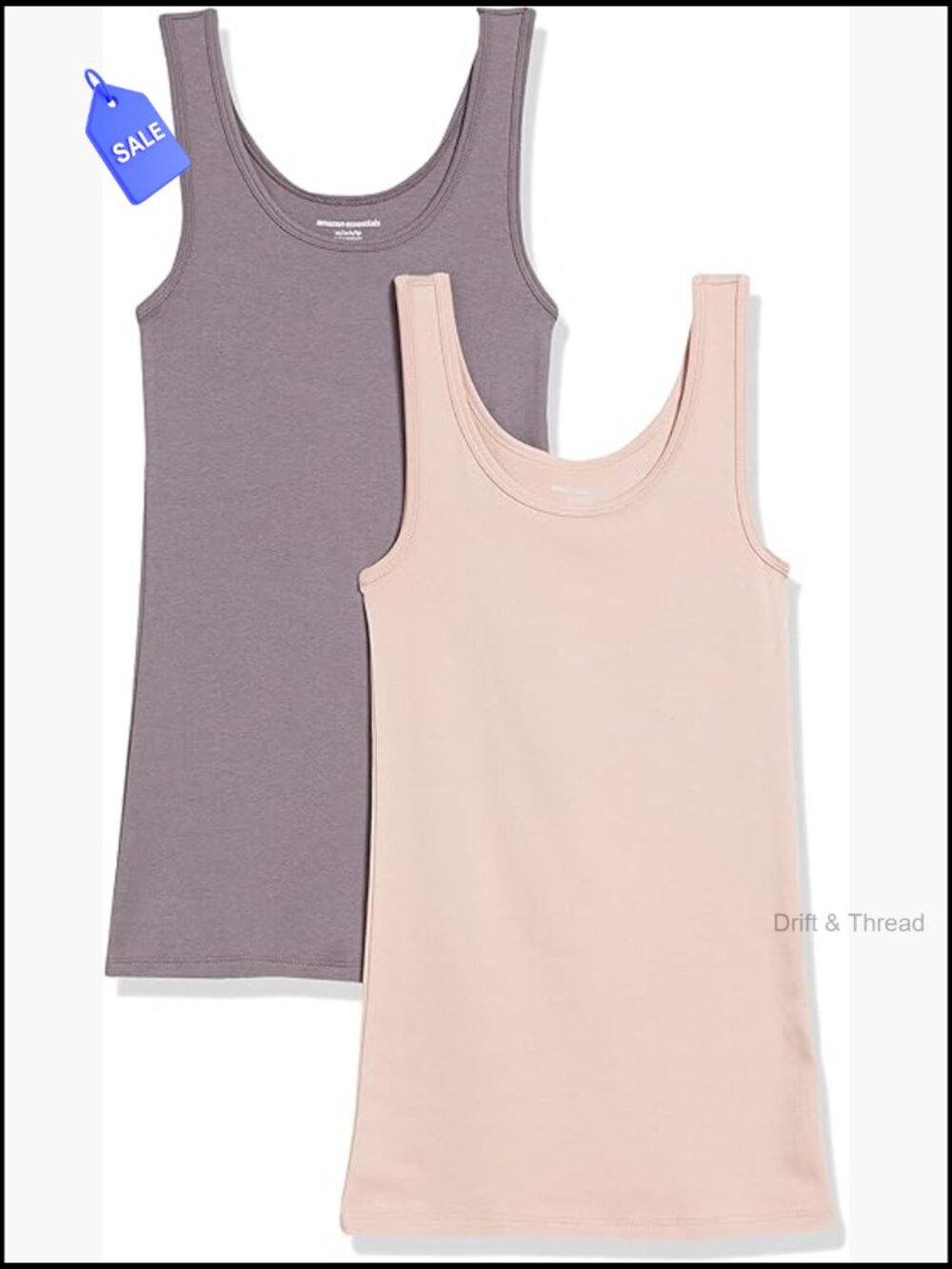 Slim Fit Scoop Neck Tank Top Pack of 2 Cotton Modal Rib